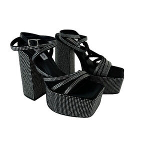 Steve Madden Womens Black Platform shoes Sandals 6.5 Holiday New Years